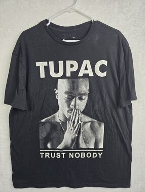 3/$25 Tupac Trust Nobody Graphic Tee XL Black Distressed Rap Shirt